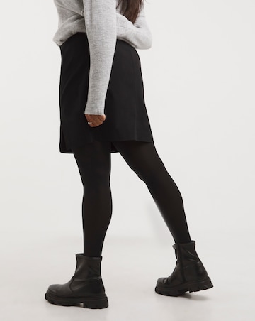 Black Super Stretch Bengaline Split Mini Skirt