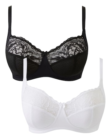 Pretty Secrets 2 Pack Eva Black/White Non Wired Bras