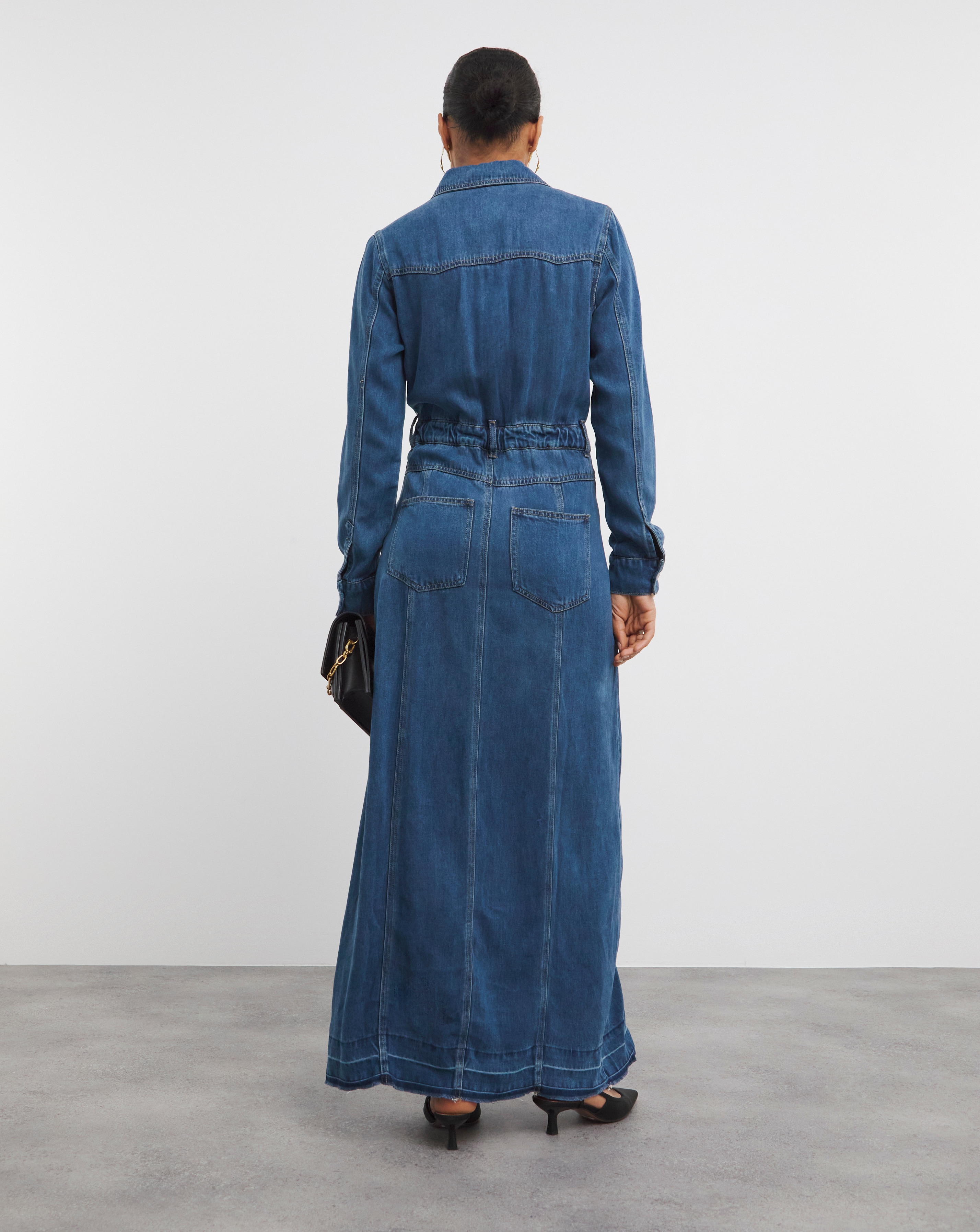 Mid Wash Tencel Loose Fit Maxi Shirt Dress with Tencel TM Lyocell Simply Be