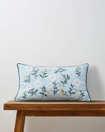 Julipa Nora Floral Embroidered Striped Boudoir Cushion