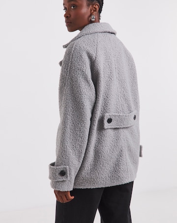 Simply Be Grey Teddy Peacoat