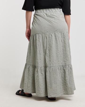 Native Youth Tiered Check Maxi Skirt with Pockets