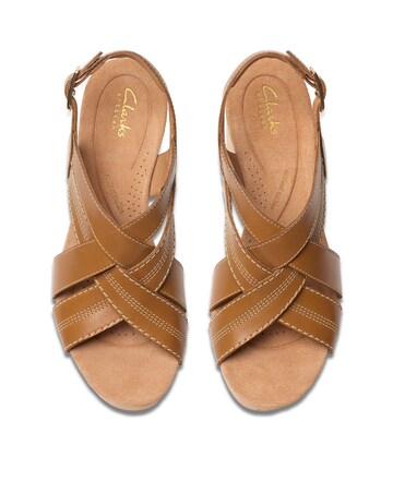 Clarks Tan Sabina Sling Wedge Sandal -Wide Fit (E)