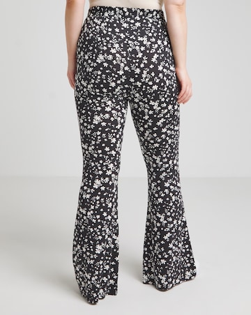 Ditsy Print Jersey Flared Trousers