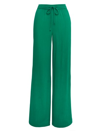 Green Crinkle Wide Leg Trousers