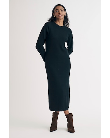 Nobody's Child Black Oversized Crew Knitted Jumper Midi Dress