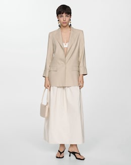 Mango Beige Linen Blazer