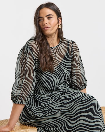 Simply Be Green Print Georgette Maxi Dress