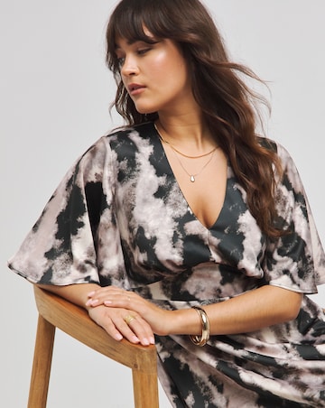 Flounce London Printed Satin Maxi