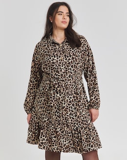Leopard Button Through Shirt Dress