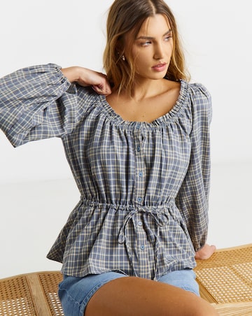 Cinch Square Neck Prairie Blouse