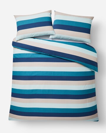 Blake Stripe Cotton Blend Reversible Duvet Cover Set