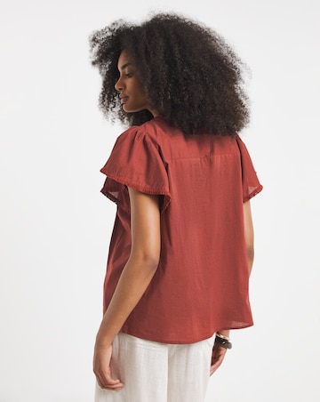 Rust Angel Sleeve Lace Insert Blouse