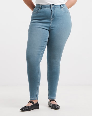 Mid Blue Highwaist Super Stretch Skinny Jeans