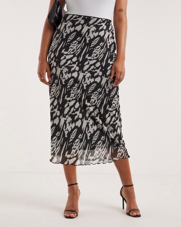 Tie Dye Mesh Overlay Midi Skirt