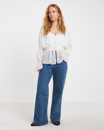Simply Be Spot Print Sheer Tie Front Blouse
