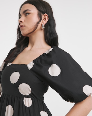 Mono Spot Print Printed Cotton Poplin Maxi Dress