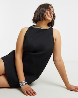 Simply Be Boucle Embellished Mini Dress