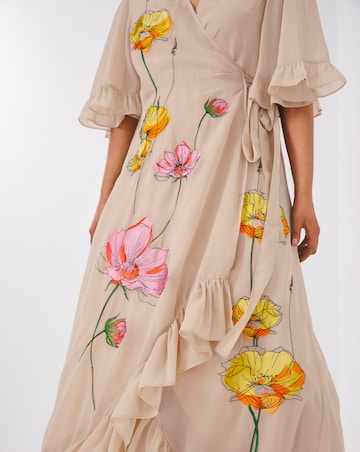 Hope & Ivy Liliana Wrap Embroidered Midi Dress