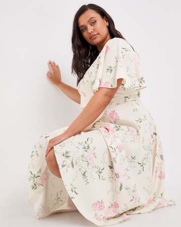 Joanna Hope Floral Angel Sleeve Midi Dress