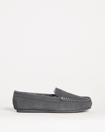 Leona Classic Suede Moccasin Slipper - Wide Fit (E)
