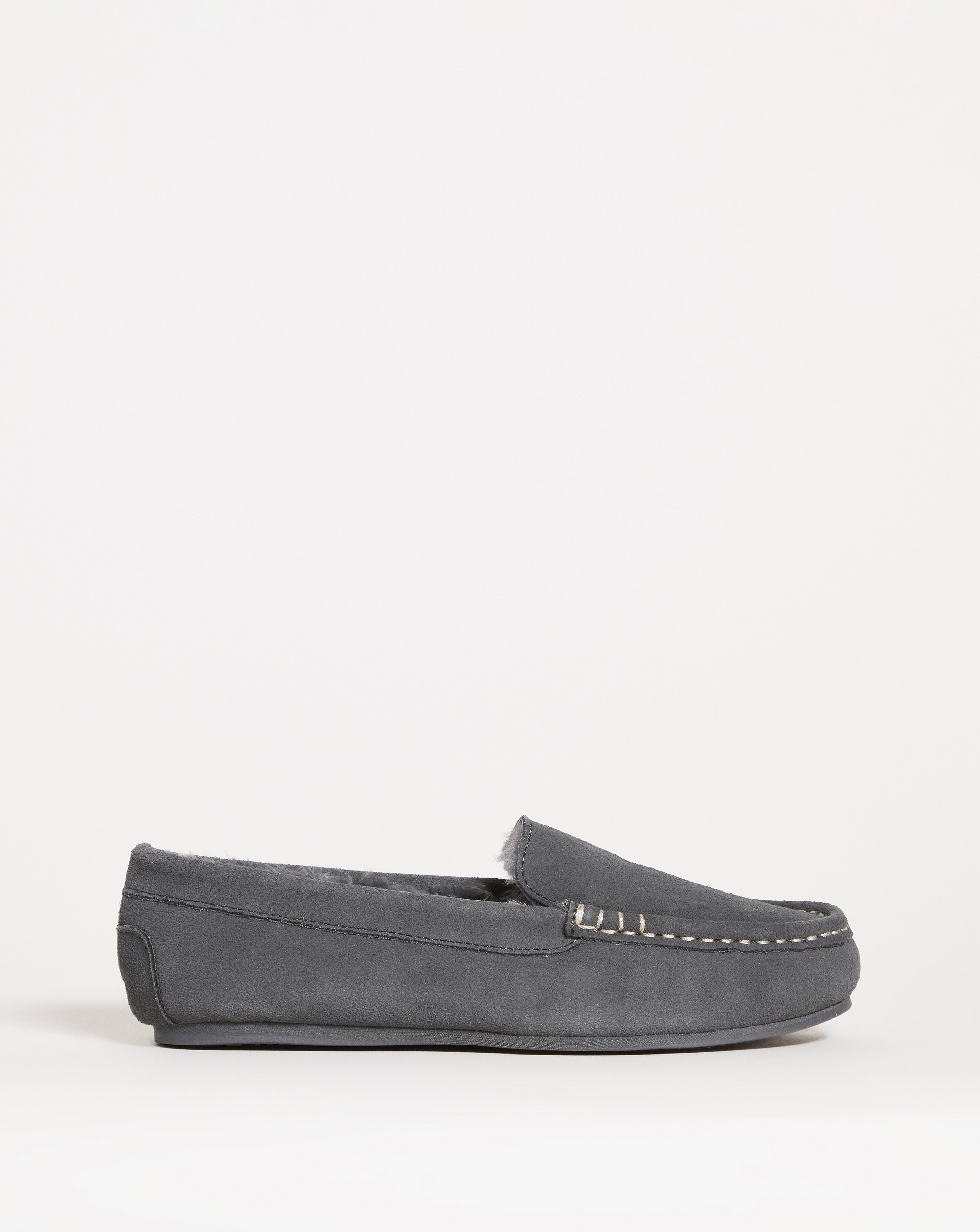 Leona Classic Suede Moccasin Slipper - Wide Fit (E)
