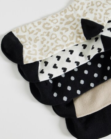 Pretty Secrets (5 Pair Pack) Lettuce Hem Ankle Socks (Wide Fit) Neutral Mix