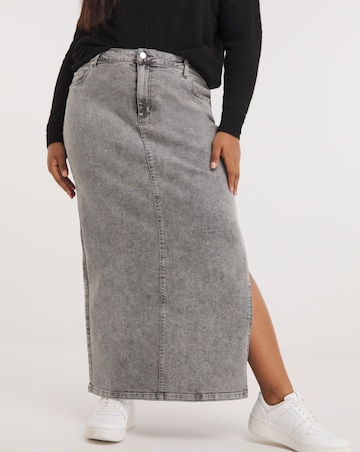 Grey Side Split Maxi Skirt
