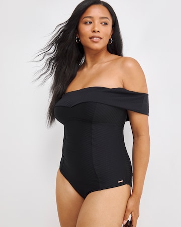 Figleaves Icon Textured Bardot Swimsuit