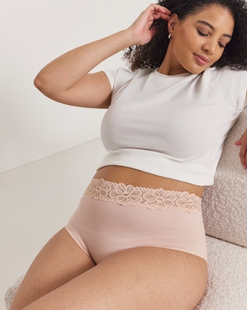 Pretty Secrets (4 Pack) Lace Top Cotton Full Fit Brief Knickers