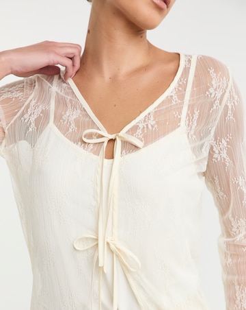 Simply Be Ecru Lace Tie Front Cardi