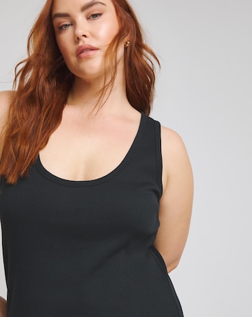 Black Ribbed Scoop Neck Midi Dress
