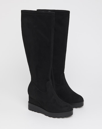 Izzy Stretch Wedge Knee High Boots - Wide Fit (E) & Standard/Curvy Calf