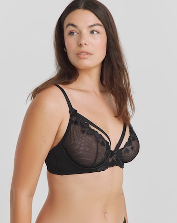 Simply Be Valentina Heart Wired Plunge Bra - Black