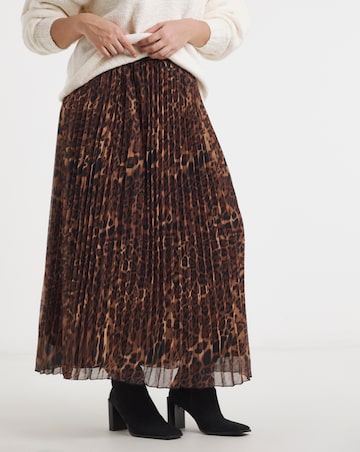 Simply Be Leopard Print Chiffon Pleated Midaxi Skirt
