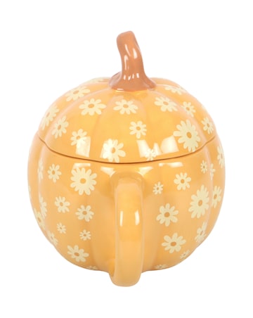 Groovy Floral Pumpkin Lidded Mug