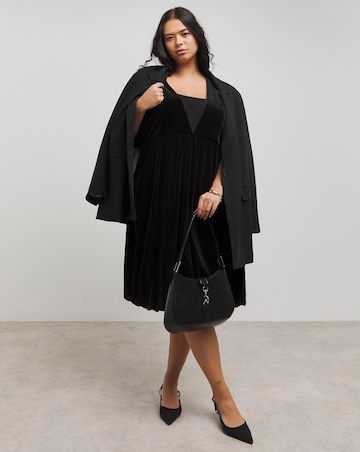 Black Velour Puffball Skater Dress