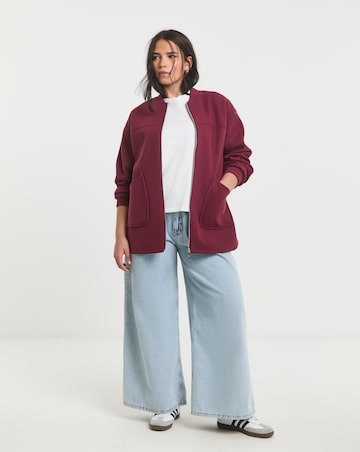 Simply Be Burgundy Soft Zip Through Bomber Jacket