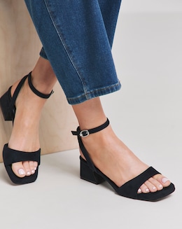 Amber Barely There Low Block Heel Sandals - Extra Wide Fit (EEE)