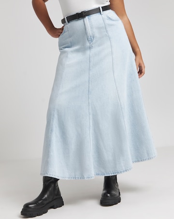 Light Wash A Line Maxi Denim Skirt