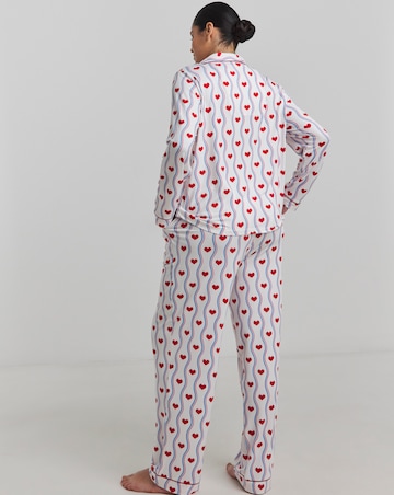 Chelsea Peers Jersey Heatwave Stripe Heart Print Pyjama Set