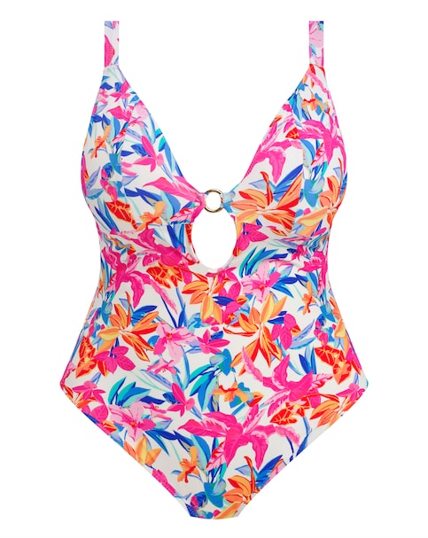 Elomi Savaneta Non Wired Plunge Swimsuit White