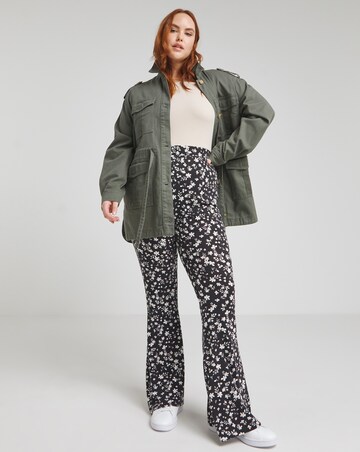 Ditsy Print Jersey Flared Trousers