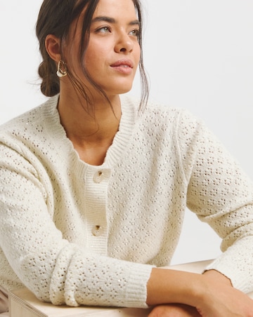 Ivory Sequin Scalloped Cardigan