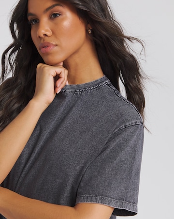 Acid Wash Cotton Jersey Midi T-Shirt Dress