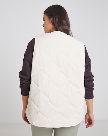 Simply Be Stone Textured Quilted Round Collar Gilet