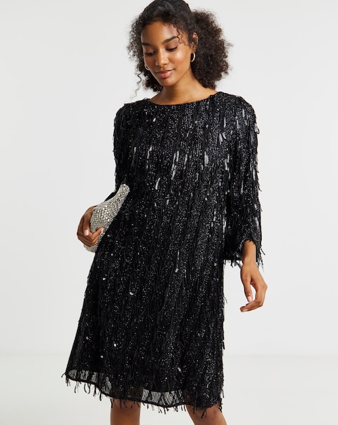 Joanna Hope Sequin Tassle Shift Dress