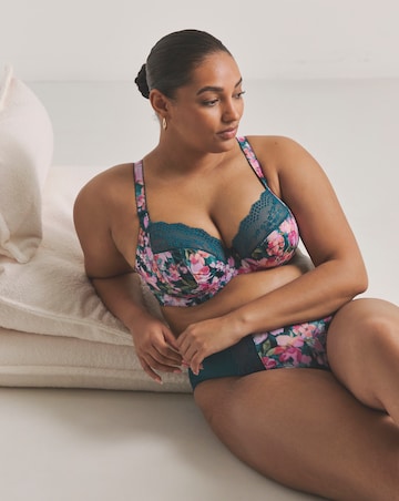 Elomi Lucie Plunge Wired Bra Teal Floral