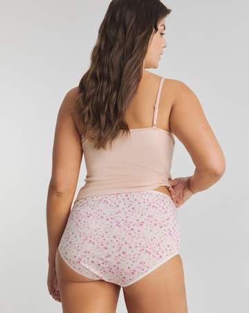 Pretty Secrets (7 Pack) Cotton Full Fit Brief Knickers Beige/Pink Floral