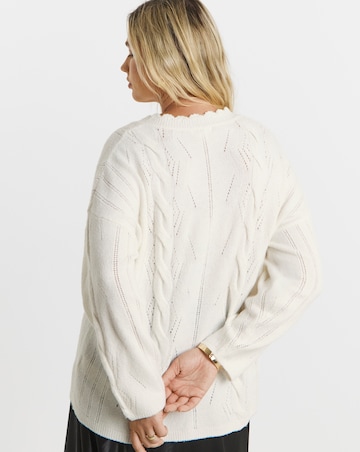 Ivory Scallop Edge Pointelle Jumper